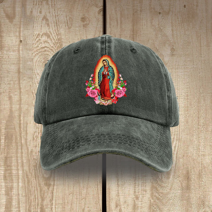 Christianartworkshop Protezione spirituale Cappello in cotone lavato di Nostra Signora di Guadalupe - Verde militare - image 7