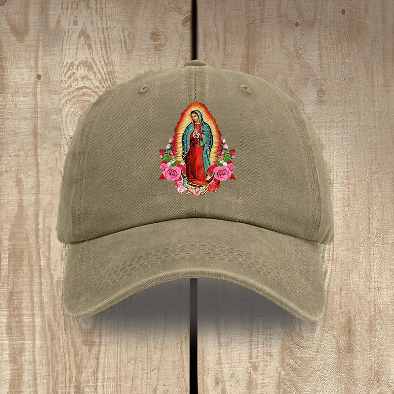 Christianartworkshop Protezione spirituale Cappello in cotone lavato di Nostra Signora di Guadalupe - Cachi - image 10