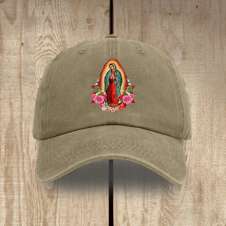 Christianartworkshop Protezione spirituale Cappello in cotone lavato di Nostra Signora di Guadalupe - Cachi - image 10