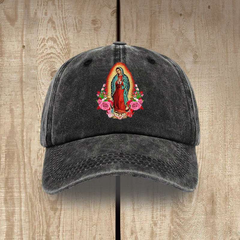 Christianartworkshop Protezione spirituale Cappello in cotone lavato di Nostra Signora di Guadalupe - Nero - image 1
