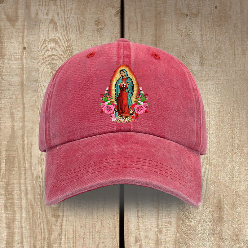 Christianartworkshop Protezione spirituale Cappello in cotone lavato di Nostra Signora di Guadalupe - Rosso - image 14