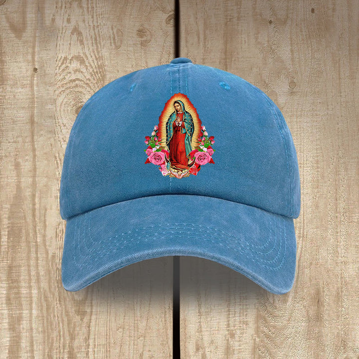 Christianartworkshop Protezione spirituale Cappello in cotone lavato di Nostra Signora di Guadalupe - Blu reale - image 8