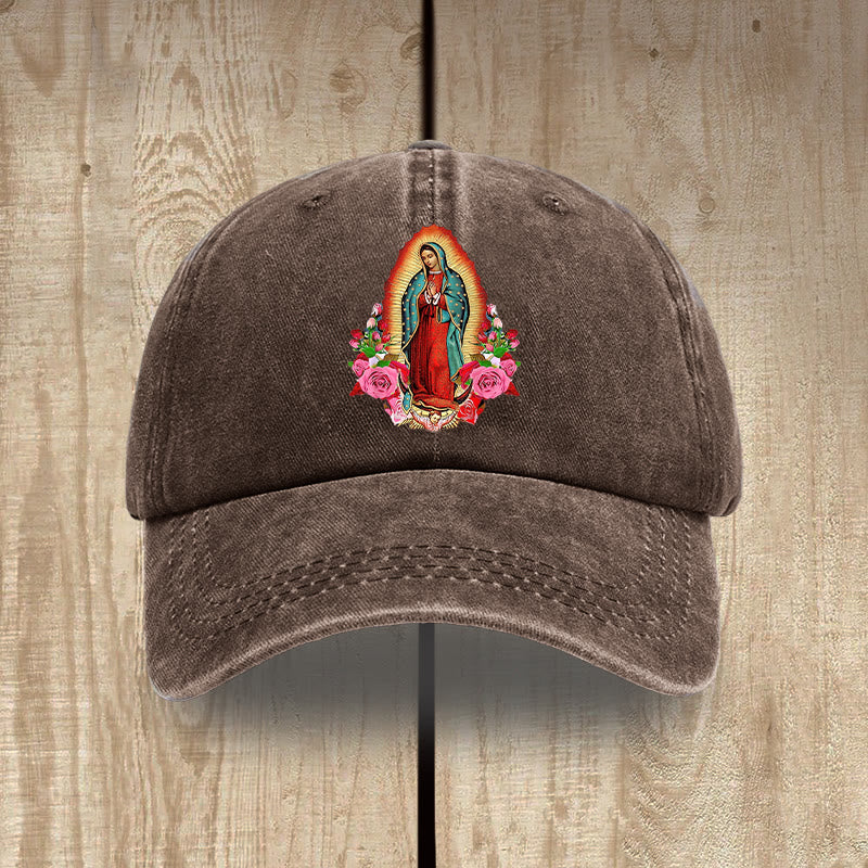 Christianartworkshop Protezione spirituale Cappello in cotone lavato di Nostra Signora di Guadalupe - Caffè - image 11