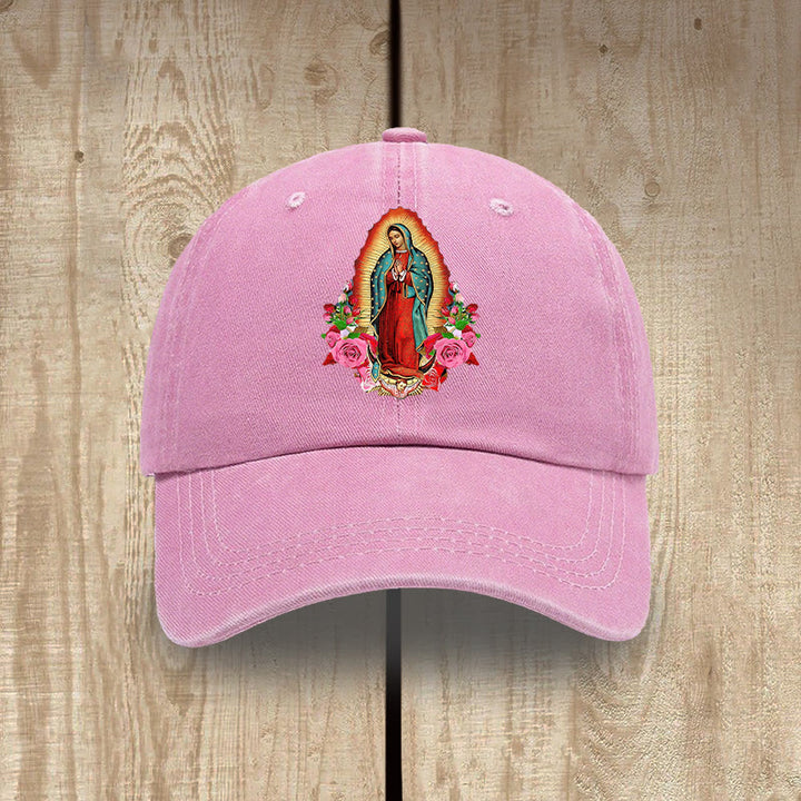 Christianartworkshop Protezione spirituale Cappello in cotone lavato di Nostra Signora di Guadalupe - Rosa - image 12