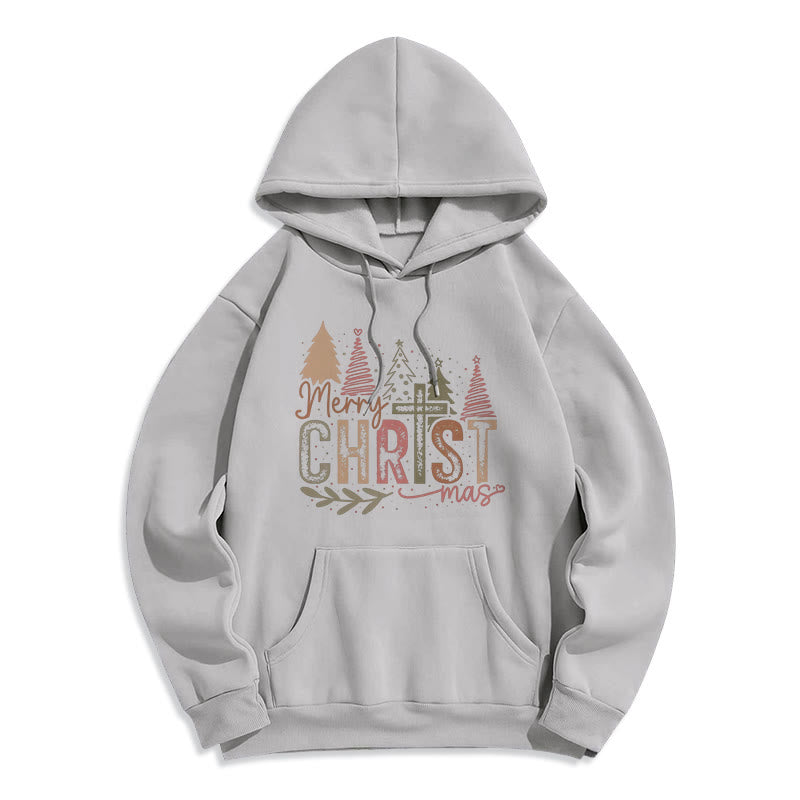 Felpa con cappuccio in poliestere foderata in pile con motivo religioso a croce e albero di Natale Christianartworkshop - Grigio - 2XL - image 6