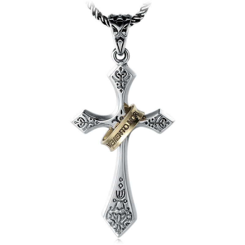 Collana classica con croce in argento sterling e anello girevole Christianartworkshop : un simbolo profondo di fede eterna - image 4