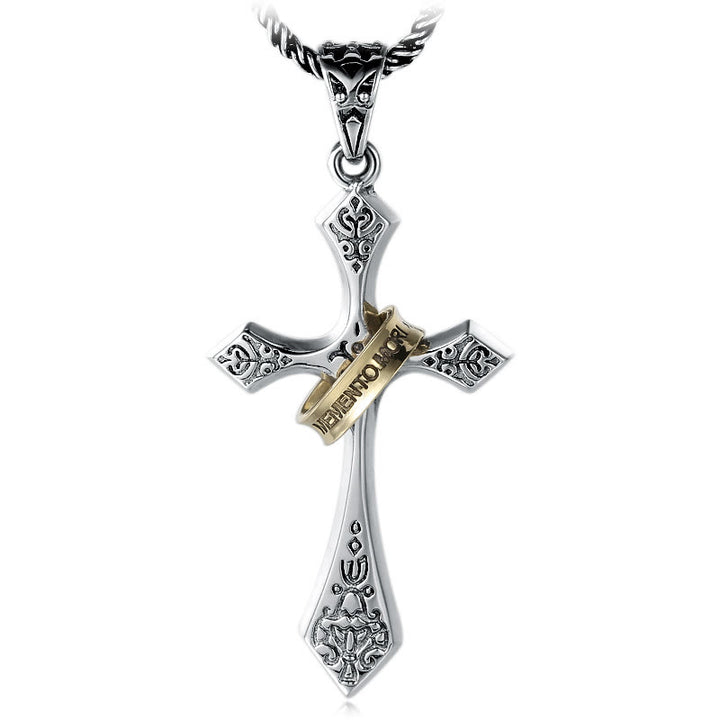 Collana classica con croce in argento sterling e anello girevole Christianartworkshop : un simbolo profondo di fede eterna - image 4