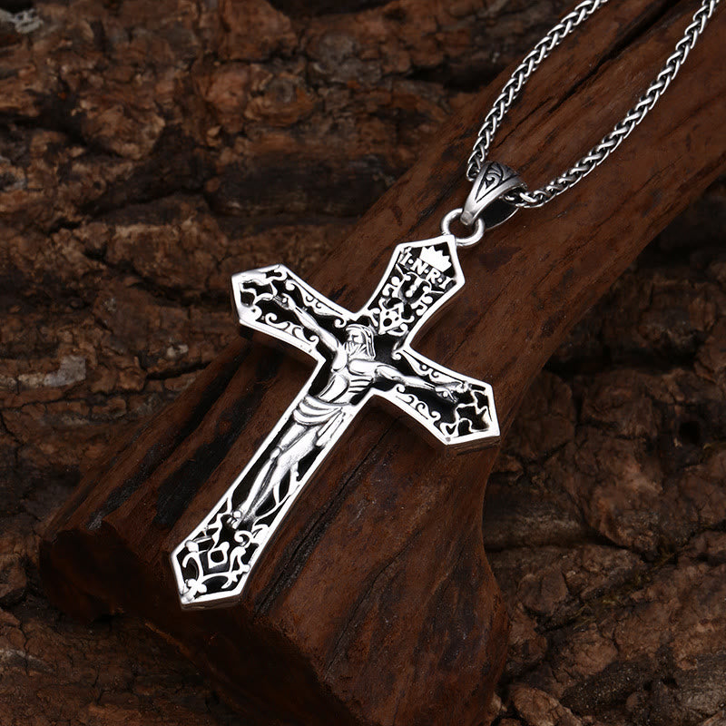 Christianartworkshop Vintage - Ciondolo in argento sterling con crocifisso INRI: un emblema senza tempo di sacrificio e grazia - image 1
