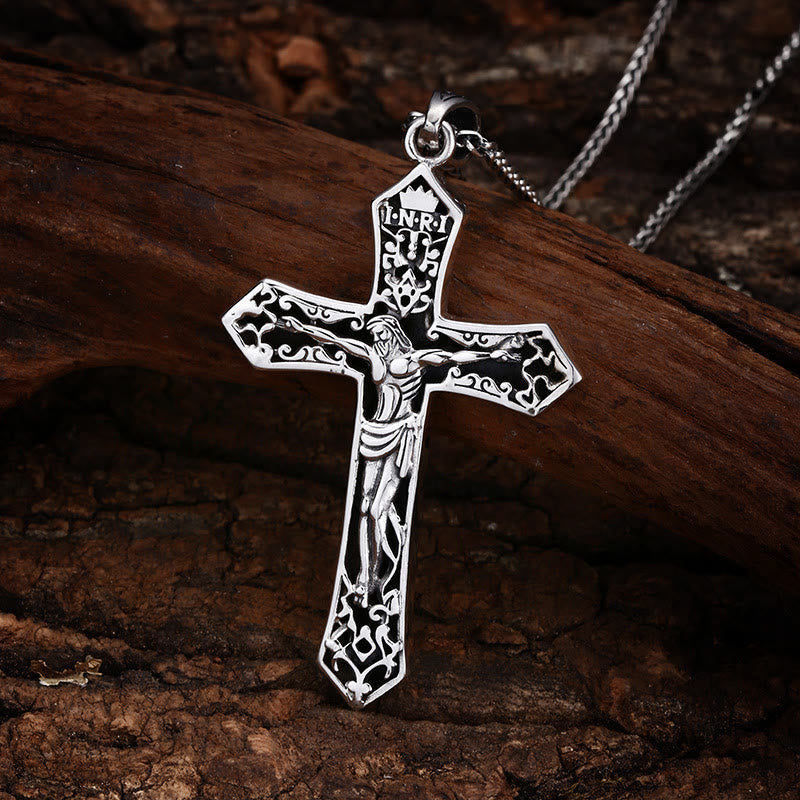 Christianartworkshop Vintage - Ciondolo in argento sterling con crocifisso INRI: un emblema senza tempo di sacrificio e grazia - Argento Sterling 925 - image 0