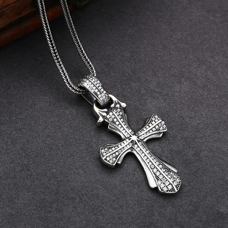 Collana classica con croce in argento sterling e pietre abbaglianti Christianartworkshop : un profondo simbolo di fede - image 1