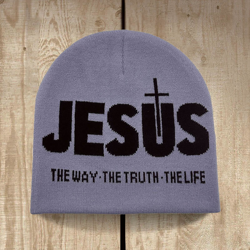 Christianartworkshop Cappello da ciclismo in maglia JESUS Jacquard autunno/inverno - Grigio e nero - image 3