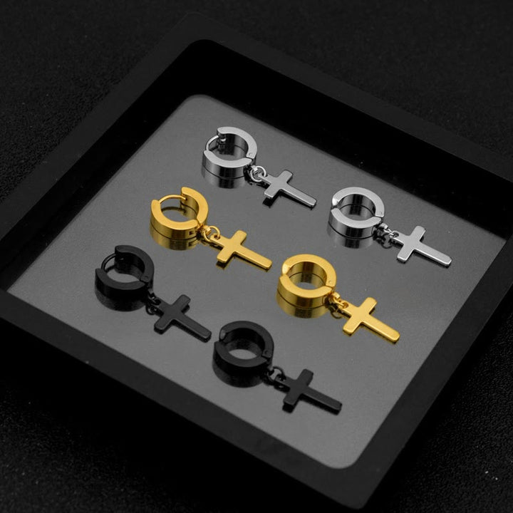 Christianartworkshop Orecchini a cerchio pendenti con croce alla moda: gioielli alla moda e alla moda da indossare ogni giorno - image 0