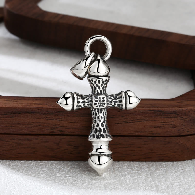 Ciondolo a croce in argento testurizzato artistico Christianartworkshop : una miscela unica di arte e fede - Argento Sterling 925 - image 0