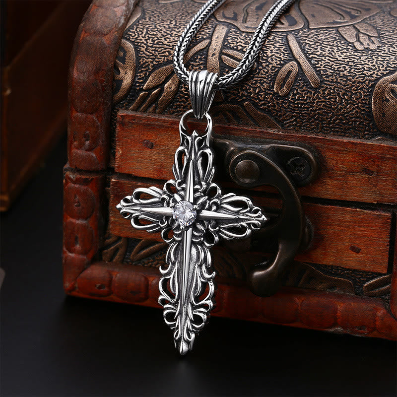 Christianartworkshop Collana classica in filigrana d'argento sterling con croce e zircone: un profondo simbolo di fede - Argento Sterling 925 - image 0