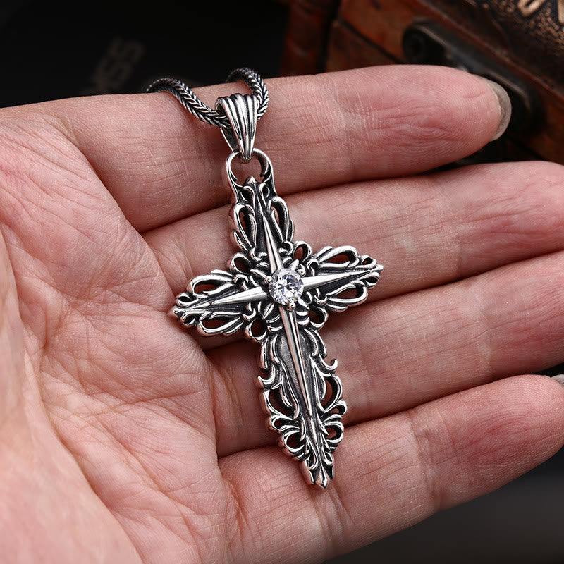 Christianartworkshop Collana classica in filigrana d'argento sterling con croce e zircone: un profondo simbolo di fede - image 1