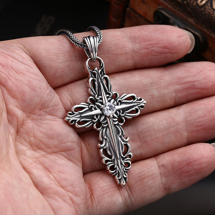 Christianartworkshop Collana classica in filigrana d'argento sterling con croce e zircone: un profondo simbolo di fede - image 1