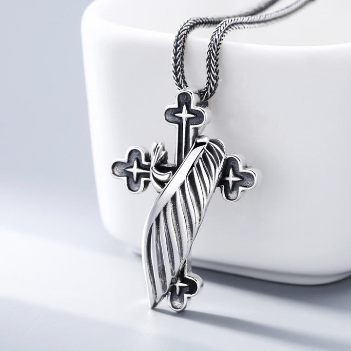 Christianartworkshop Ciondolo a forma di croce in argento sterling in stile retrò: un segno nostalgico di fede - Argento Sterling 925 - image 0