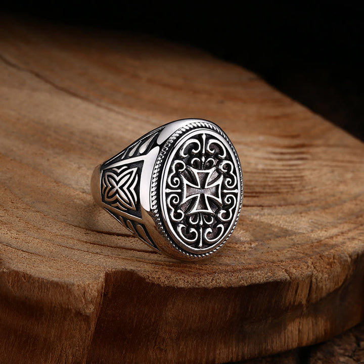 Anello con croce in filigrana d'argento artistica Christianartworkshop : una miscela unica di arte e fede - Adatto per taglie USA 7.5-10.5 - image 0