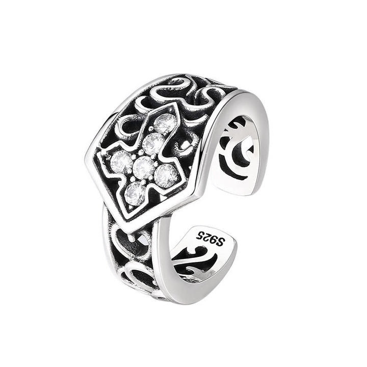 Christianartworkshop Anello a croce aperto in argento 925 fatto a mano con zircone: una rara fusione di artigianato e fede - image 4