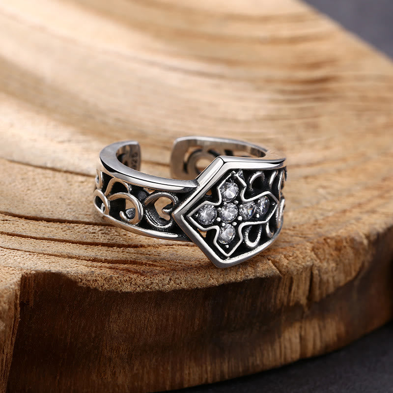 Christianartworkshop Anello a croce aperto in argento 925 fatto a mano con zircone: una rara fusione di artigianato e fede - image 1
