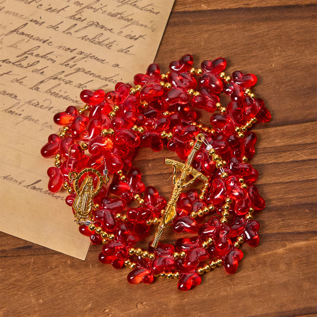 Christianartworkshop Rosario della Grazia della Madonna con farfalla rossa benedetta, rosario animale - image 5