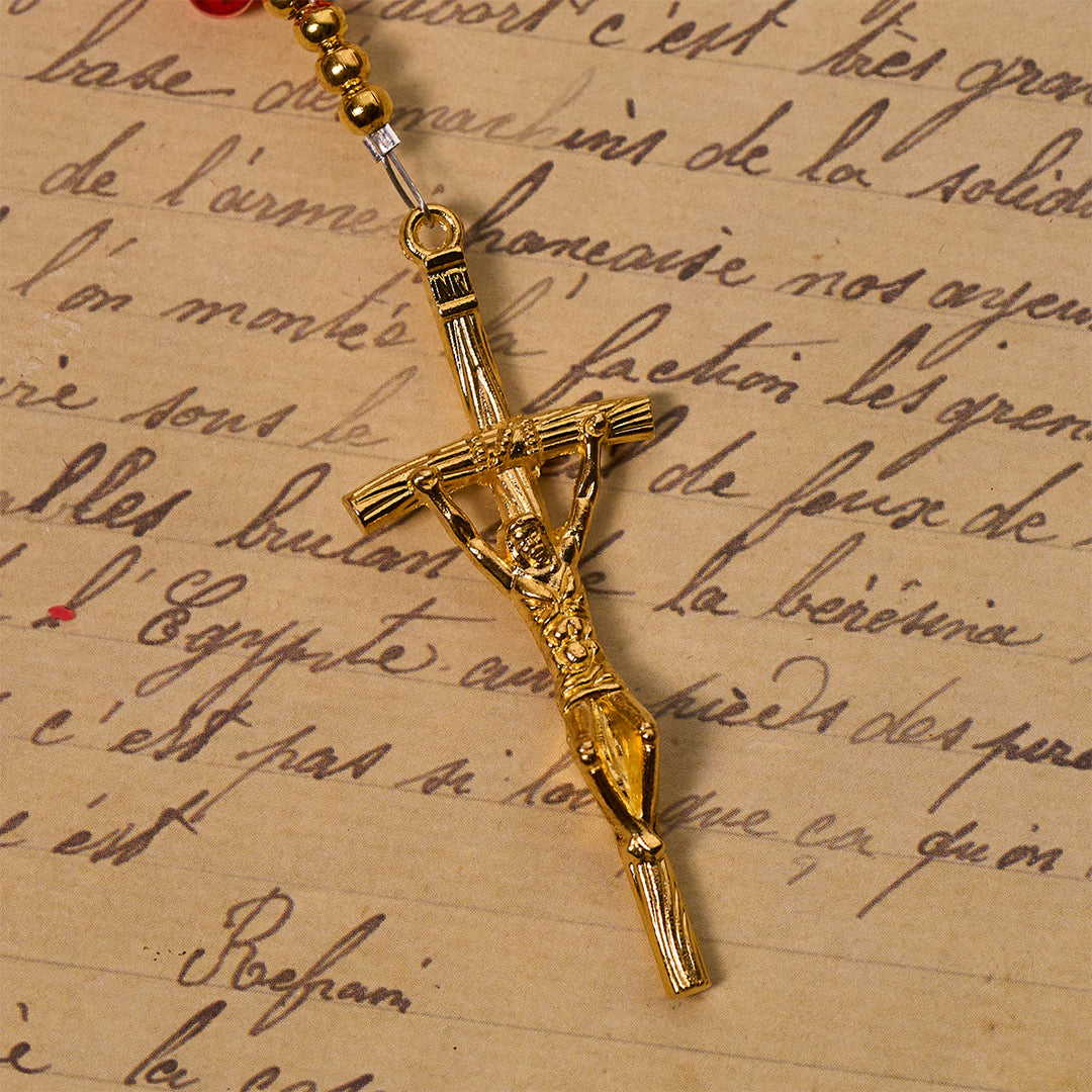 Christianartworkshop Rosario della Grazia della Madonna con farfalla rossa benedetta, rosario animale - image 7