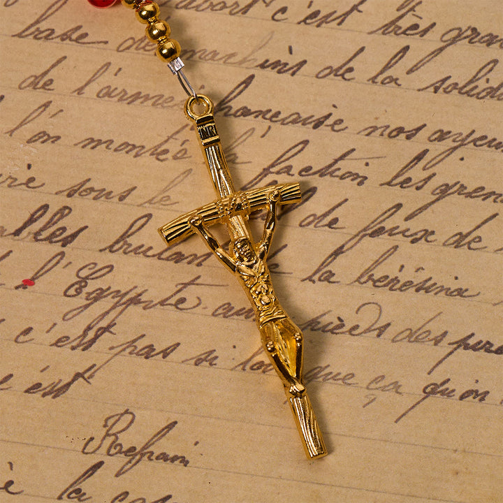 Christianartworkshop Rosario della Grazia della Madonna con farfalla rossa benedetta, rosario animale - image 7