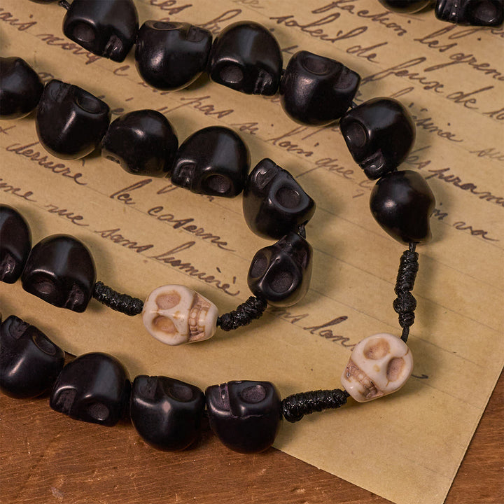 Christianartworkshop Luce sulle tenebre - Crocifisso del perdono della misericordia con rosario di preghiera con grani di teschio nero - image 6