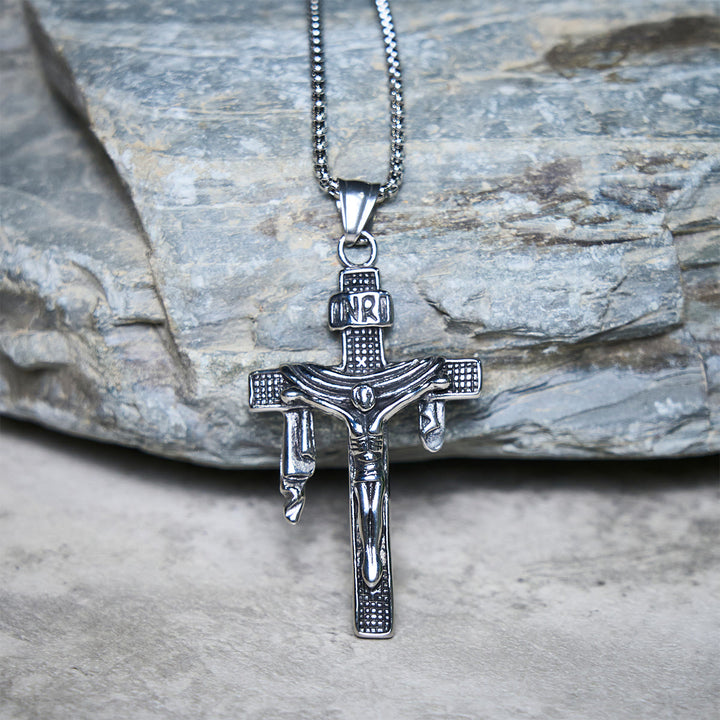 Collana artistica con croce INRI in argento sterling Christianartworkshop : una miscela unica di arte e fede - image 1