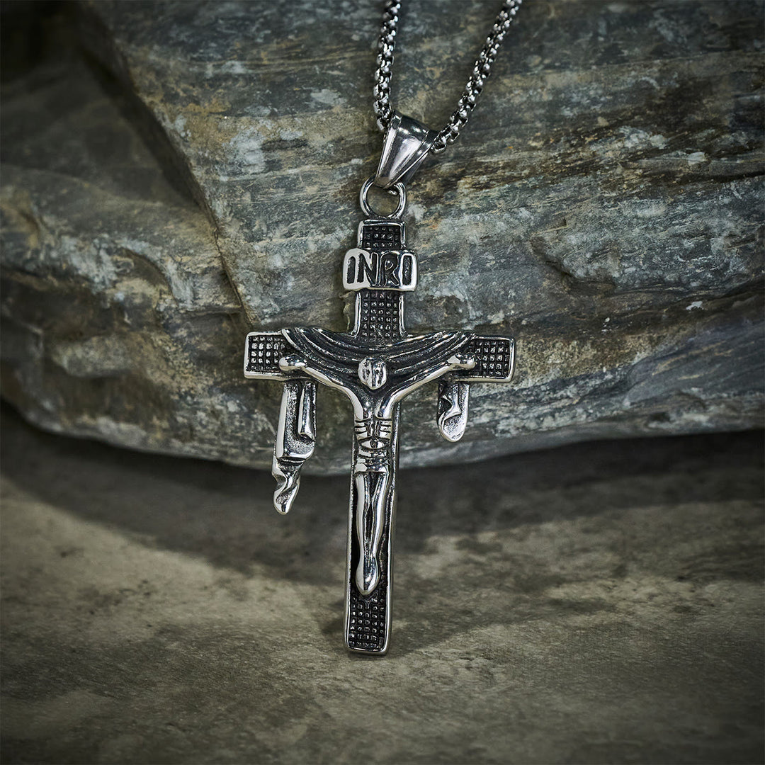 Collana artistica con croce INRI in argento sterling Christianartworkshop : una miscela unica di arte e fede - image 2