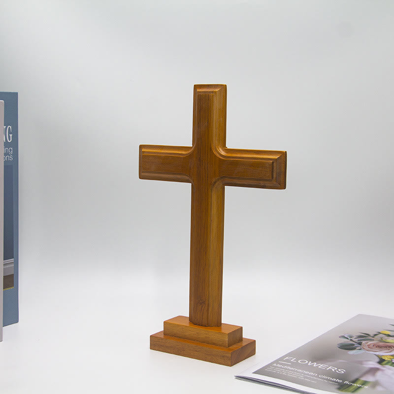 Christianartworkshop Croce in legno da tavolo con base: un segno sottile di serenità spirituale - image 1