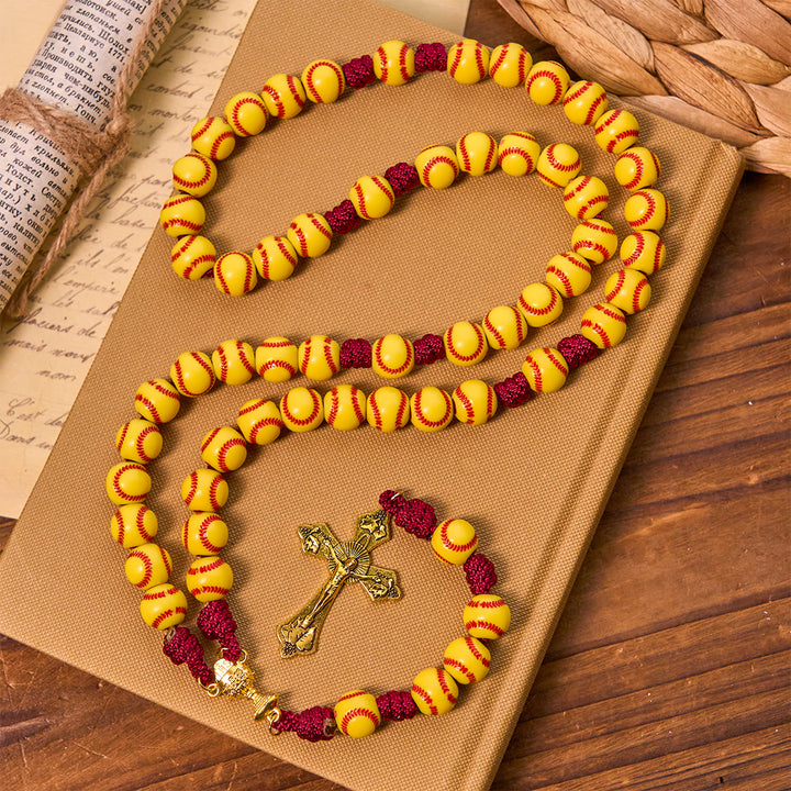 Rosario con perline da softball Dynamic Sports Prayer Christianartworkshop con cordino in nylon resistente per una resistenza duratura - Rosario del tennis - image 0