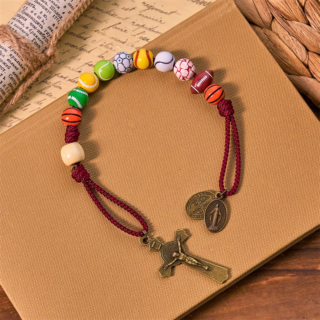 Christianartworkshop Portachiavi con rosario sportivo tutto in uno con grani multi-sport: nessun rimpianto in ogni partita - Preghiera sportiva tutto in uno - image 0