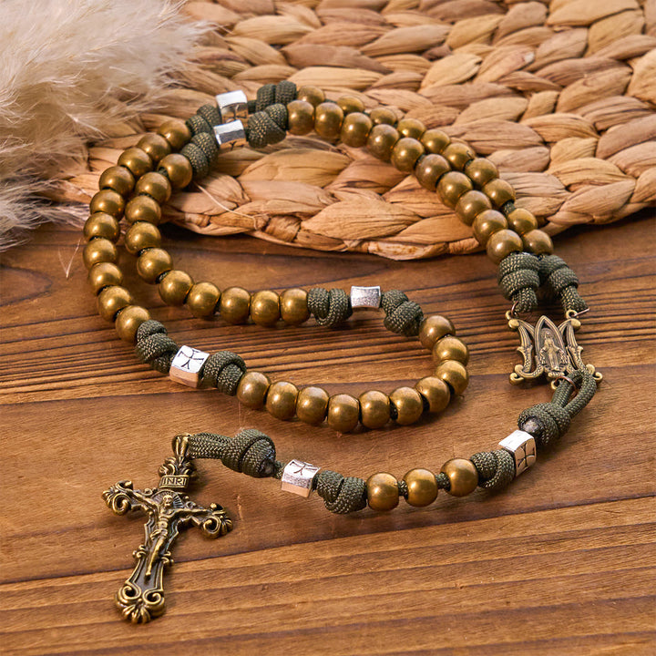Rosario in paracord Enduring Faith Christianartworkshop con grani in bronzo: tradizione intrecciata con forza - image 3