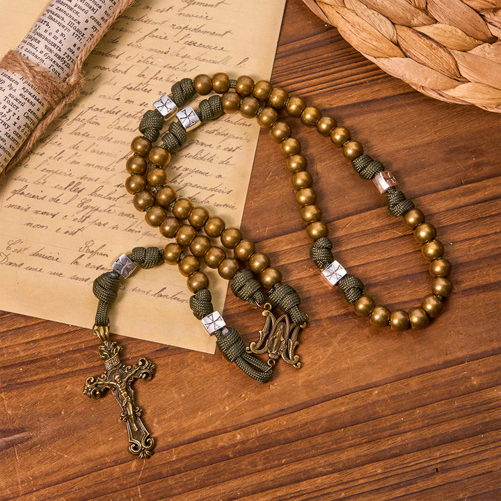 Rosario in paracord Enduring Faith Christianartworkshop con grani in bronzo: tradizione intrecciata con forza - image 5