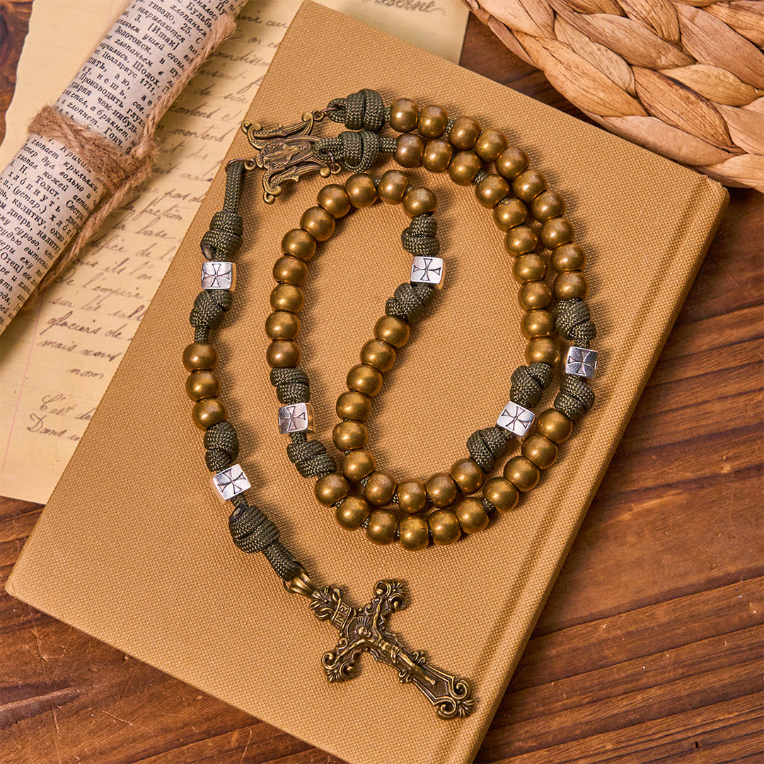 Rosario in paracord Enduring Faith Christianartworkshop con grani in bronzo: tradizione intrecciata con forza - image 4
