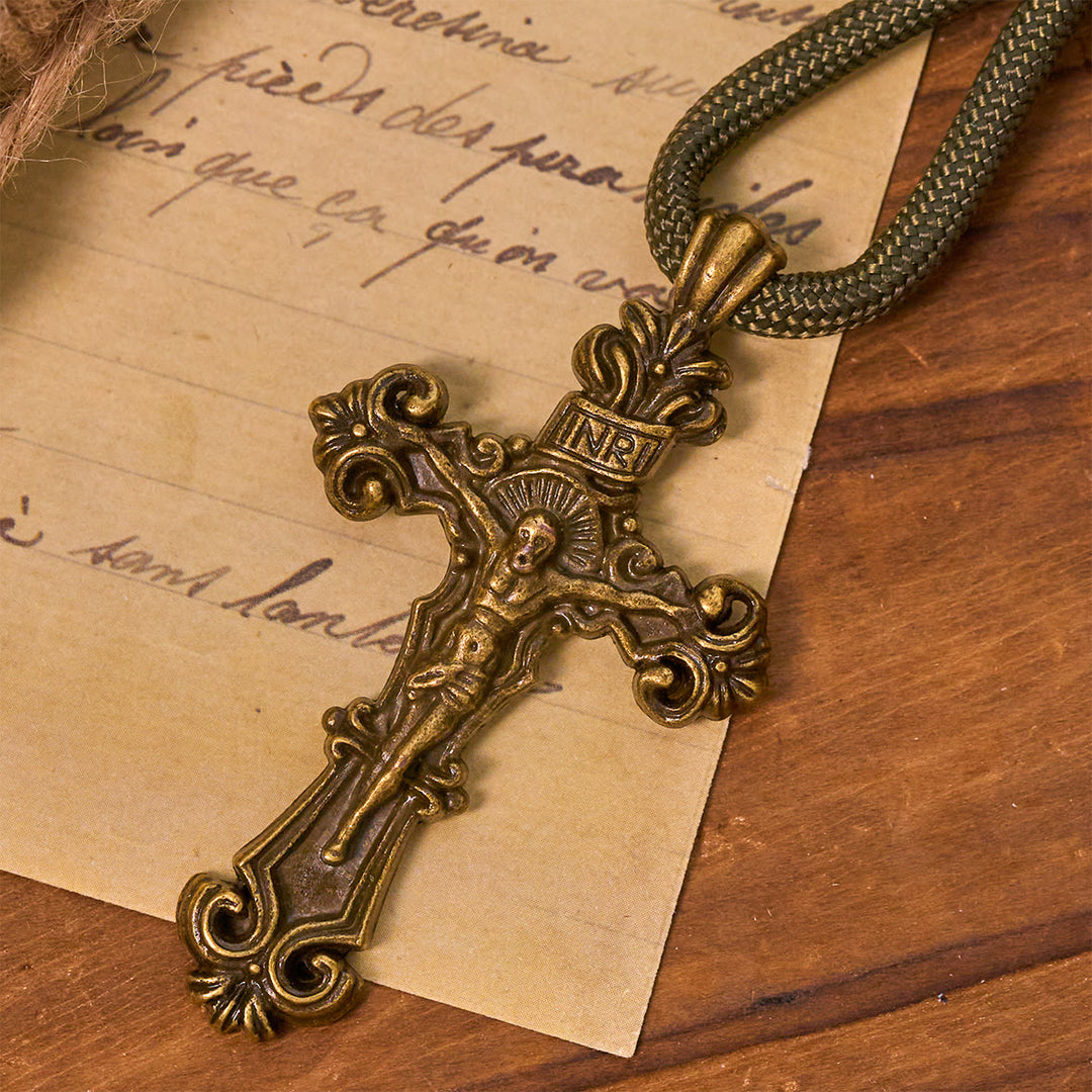 Christianartworkshop Rosario tascabile con perline in bronzo, cordino in nylon, protezione di San Benedetto, tutto in uno - image 7