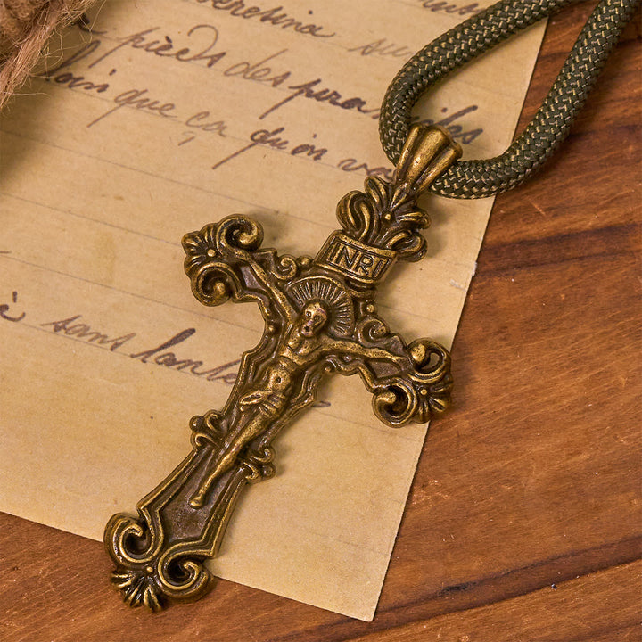 Christianartworkshop Rosario tascabile con perline in bronzo, cordino in nylon, protezione di San Benedetto, tutto in uno - image 7