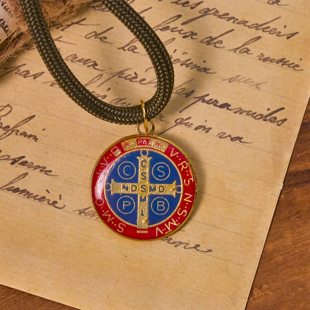 Christianartworkshop Rosario tascabile con perline in bronzo, cordino in nylon, protezione di San Benedetto, tutto in uno - image 5