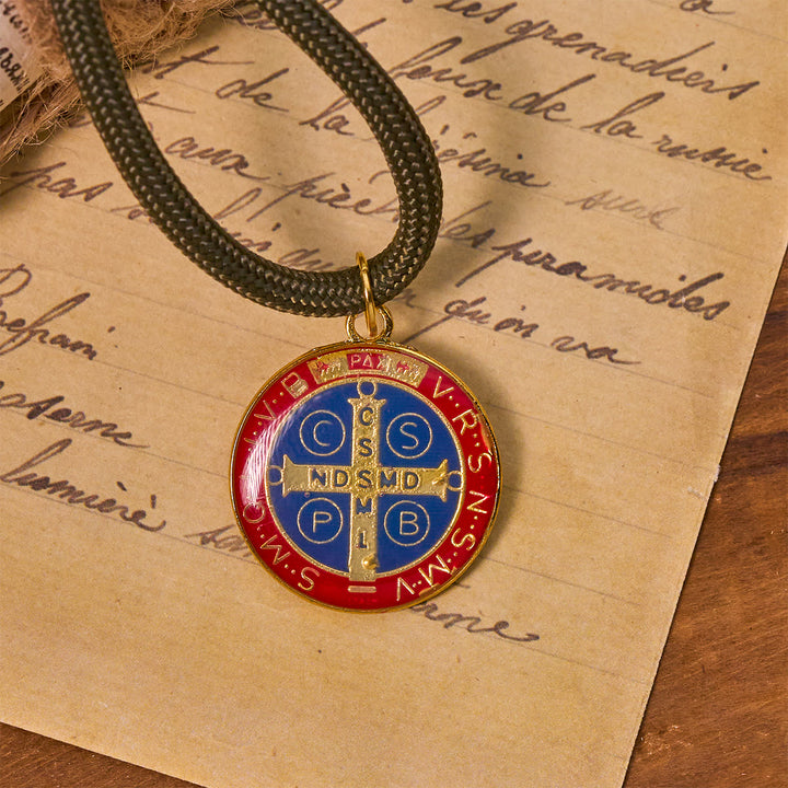 Christianartworkshop Rosario tascabile con perline in bronzo, cordino in nylon, protezione di San Benedetto, tutto in uno - image 5