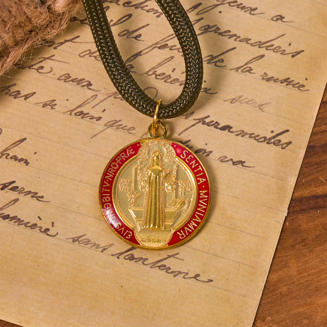 Christianartworkshop Rosario tascabile con perline in bronzo, cordino in nylon, protezione di San Benedetto, tutto in uno - image 6