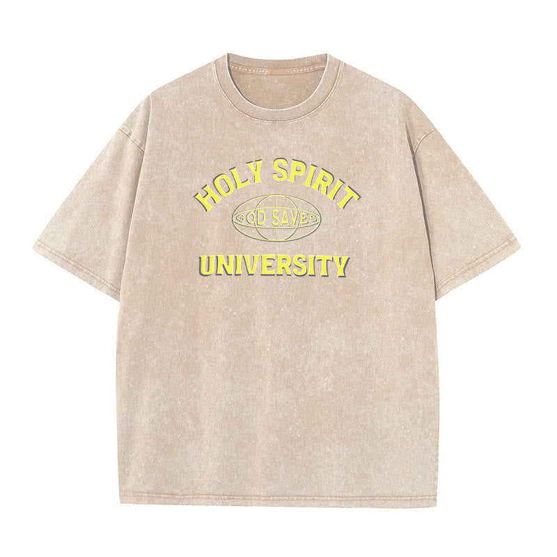 Christianartworkshop Holy Spirit University Dio salva T-shirt unisex lavata - Albicocca - 5XL - image 9