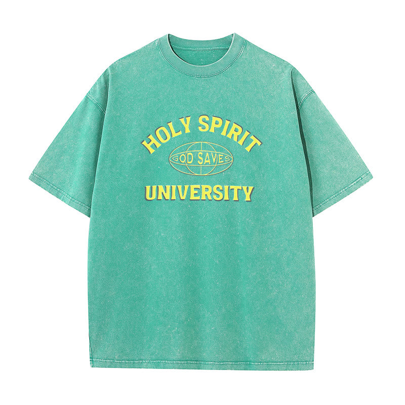 Christianartworkshop Holy Spirit University Dio salva T-shirt unisex lavata - Verde - 5XL - image 7
