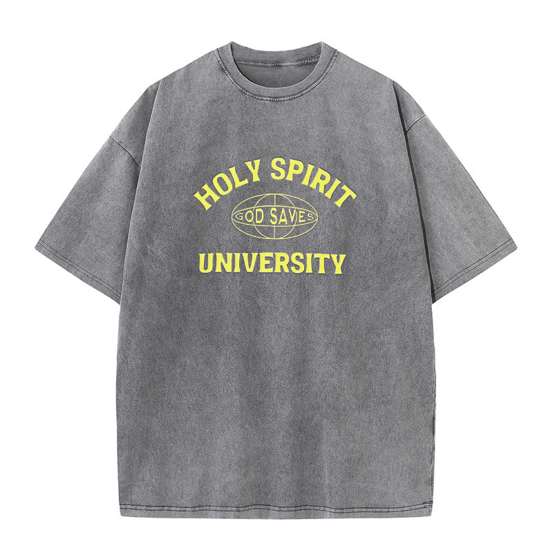 Christianartworkshop Holy Spirit University Dio salva T-shirt unisex lavata - Grigio - 5XL - image 3