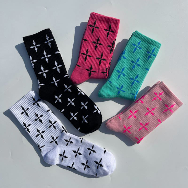 Calzini unisex con motivo a croce multicolore Christianartworkshop : cammina ogni giorno nella guida divina - image 1