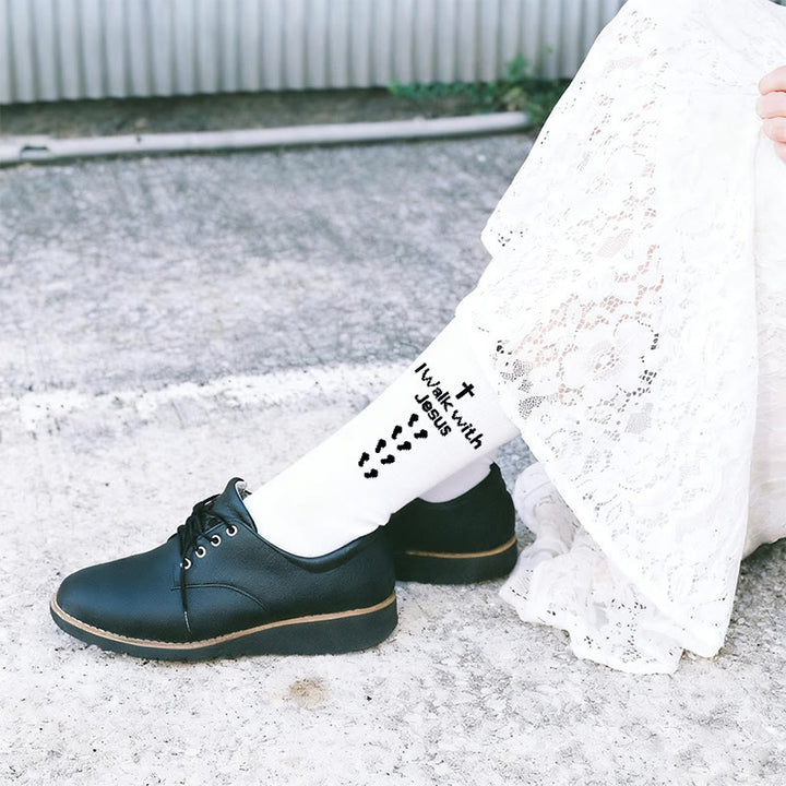 Calzini unisex bicolore con scritta "Cammina con Gesù" Christianartworkshop - image 4