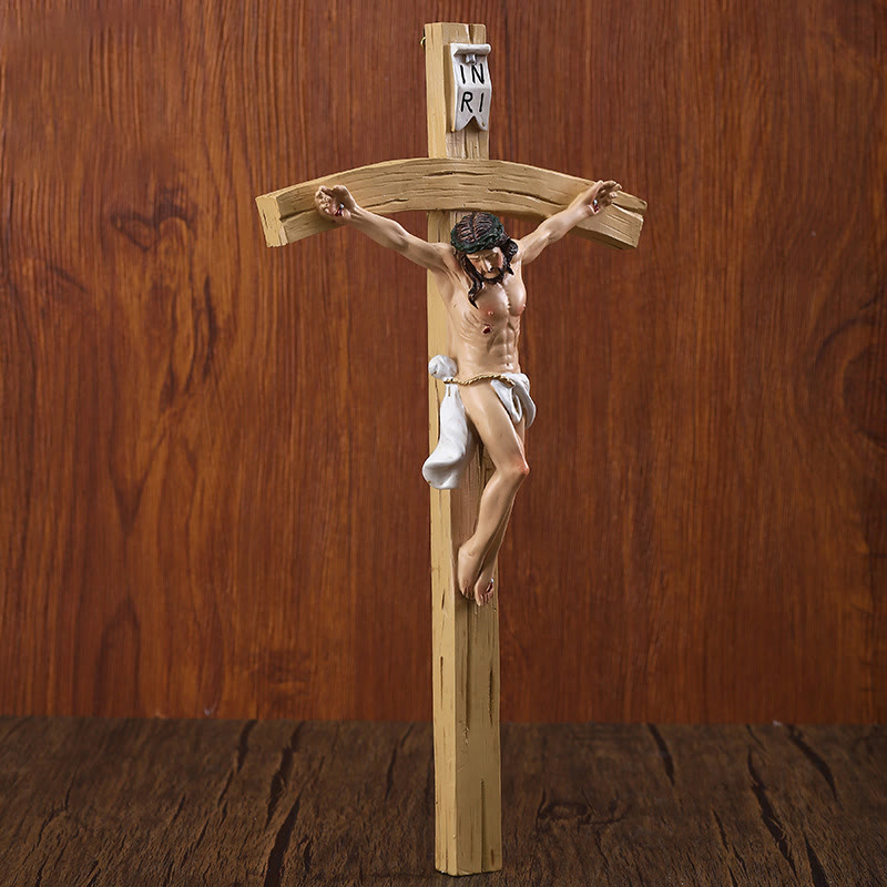 Christianartworkshop Figura di Gesù dettagliata su crocifisso in resina leggera: decorazione sacra - image 1