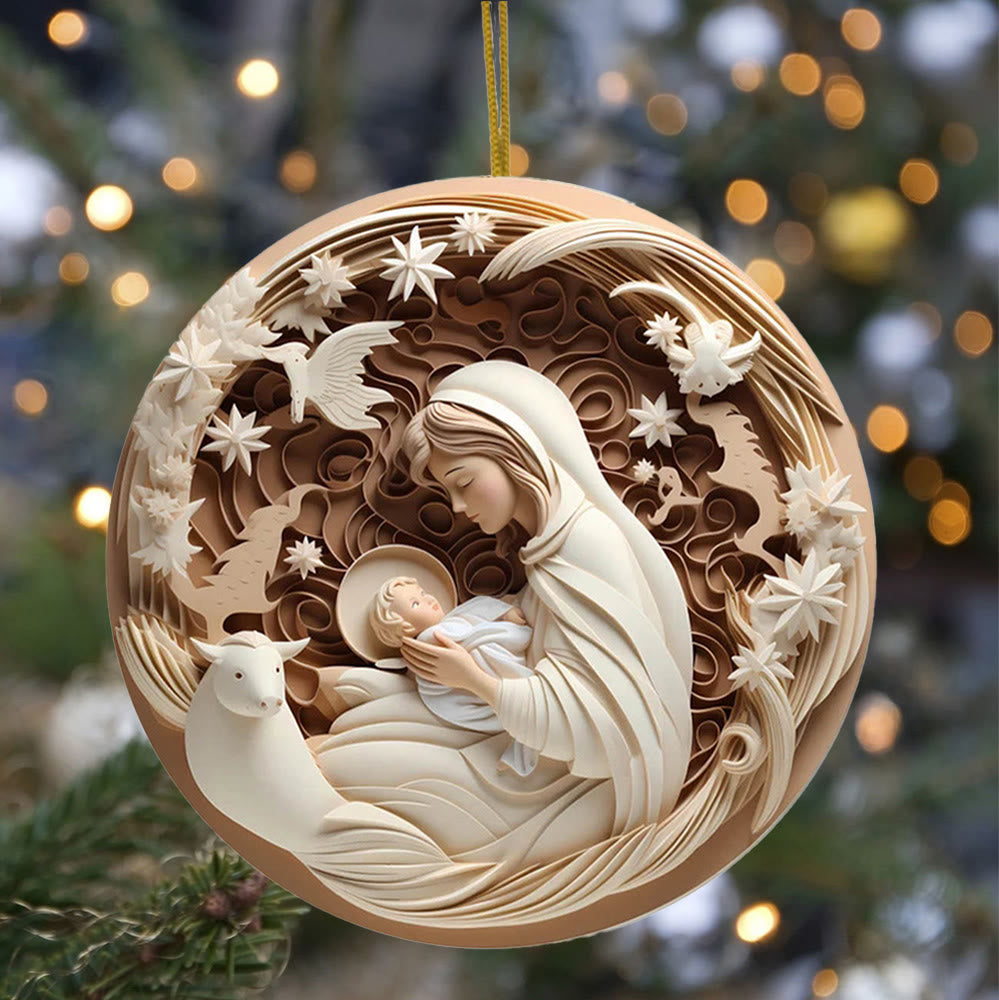 Christianartworkshop Decorazioni natalizie da appendere in stile scultoreo per la natività D - image 1