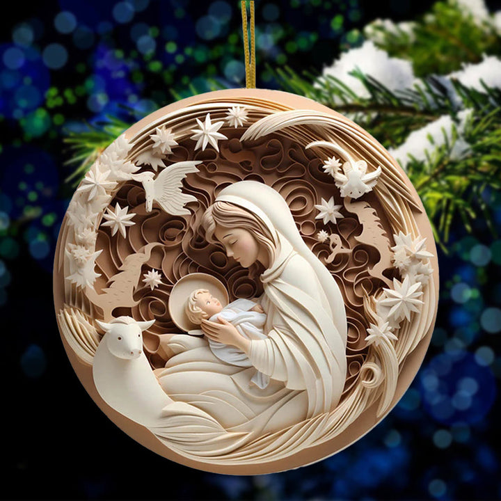 Christianartworkshop Decorazioni natalizie da appendere in stile scultoreo per la natività D - Ceramica - image 0