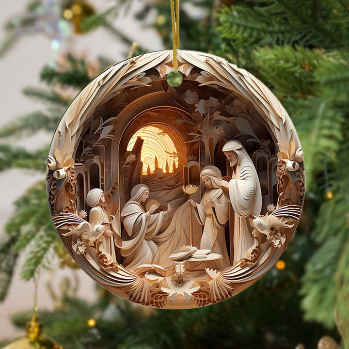 Christianartworkshop Decorazioni natalizie da appendere in stile scultoreo Natività C - Ceramica - image 0